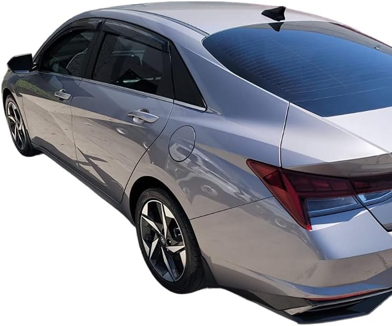 Optimal Co 2021-2026 Tape-on Rain Guards for Hyundai Elantra Side Window Deflector Visors SE SEL Sport N Line Limited Hybrid Durable Tinted Vent Shade 2022 2023 2024 2025 - Image 2